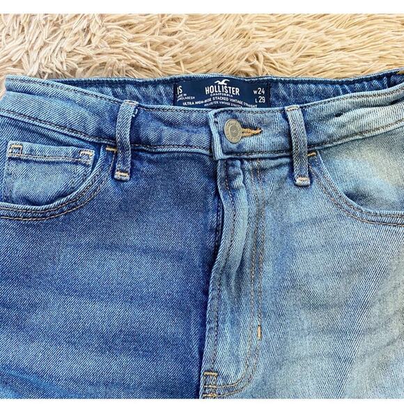 Hollister Ultra High-Rise Two-Toned Stacked Vintage Straight Jeans sz 24 - Picture 9 of 15